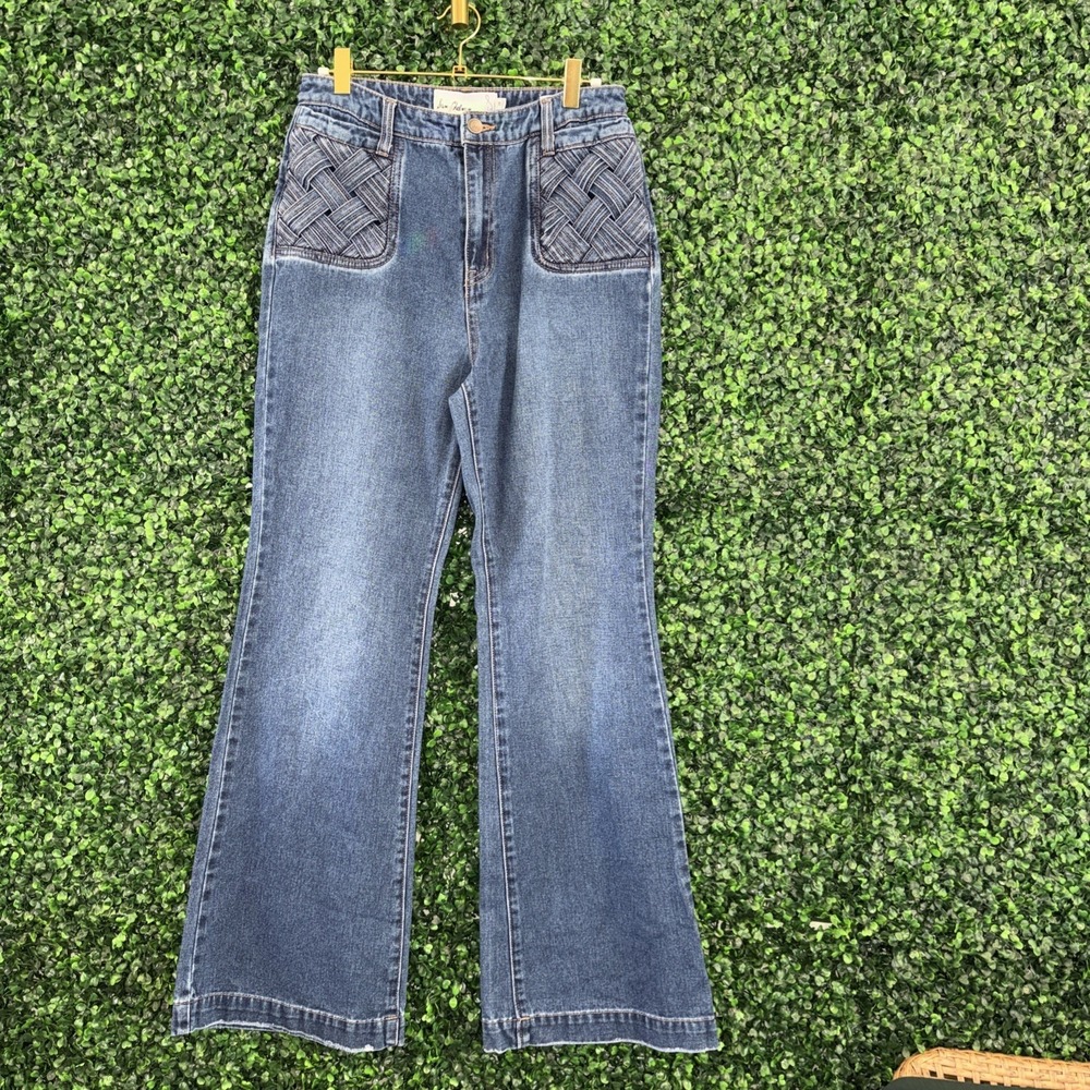 msrp$119 Sam Edelman Braided Pocket Bay High Rise Flare Jeans Size 28